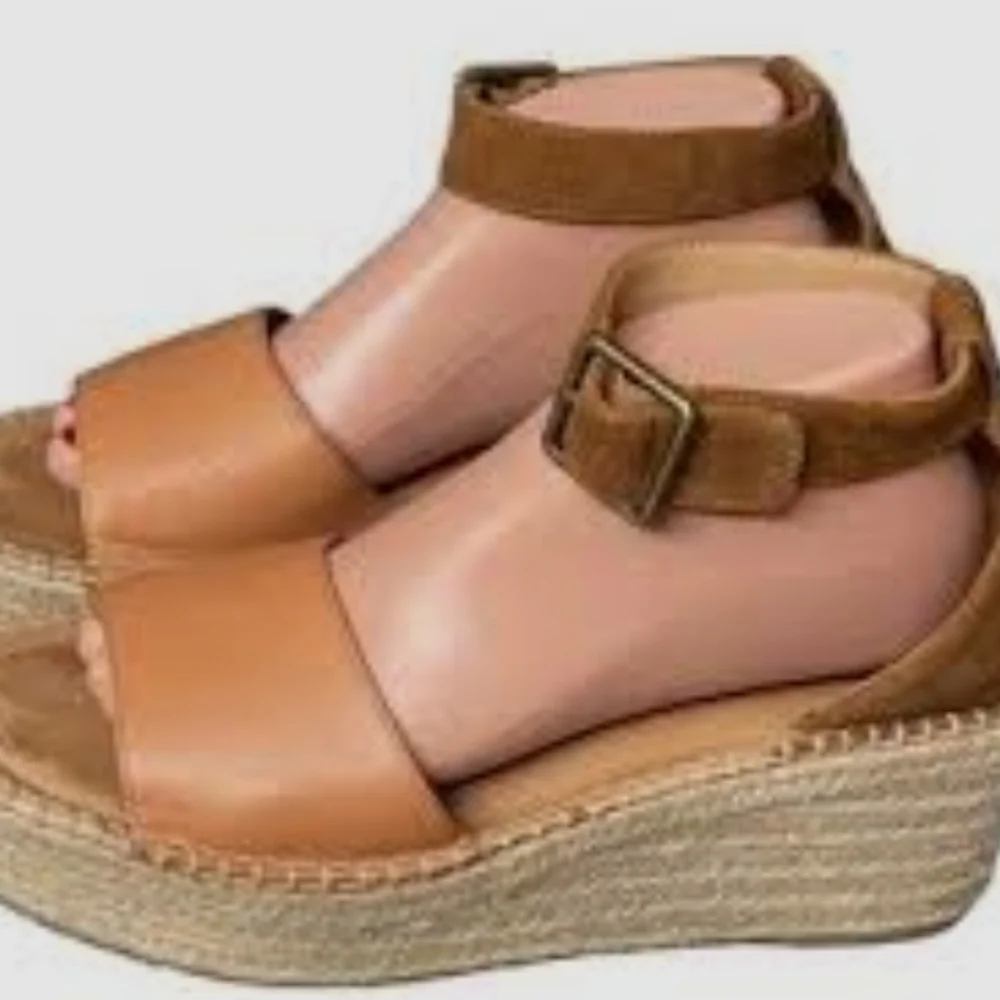 Soludos women's tan espadrille wedge sandals Positano size 9